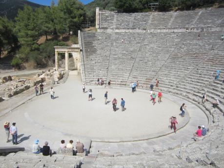 Students explore Epidaurus ancient theatre